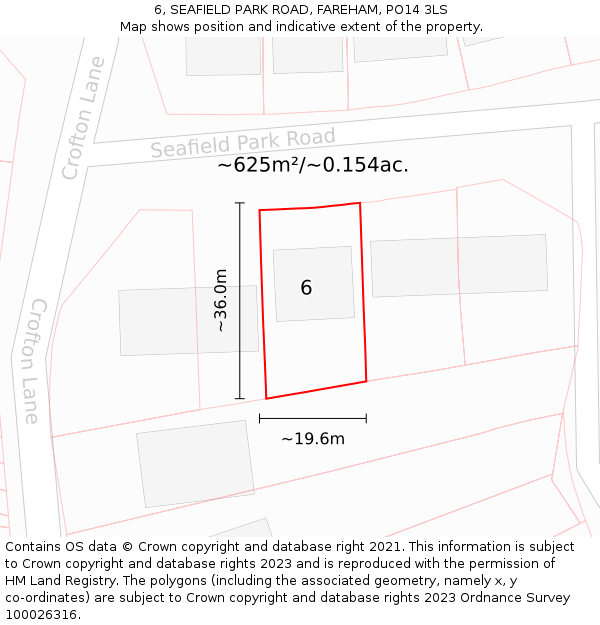 6, SEAFIELD PARK ROAD, FAREHAM, PO14 3LS: Plot and title map