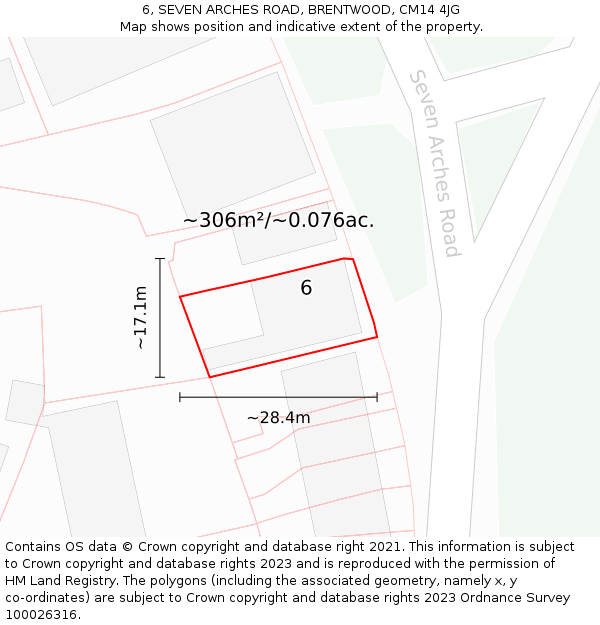 6, SEVEN ARCHES ROAD, BRENTWOOD, CM14 4JG: Plot and title map