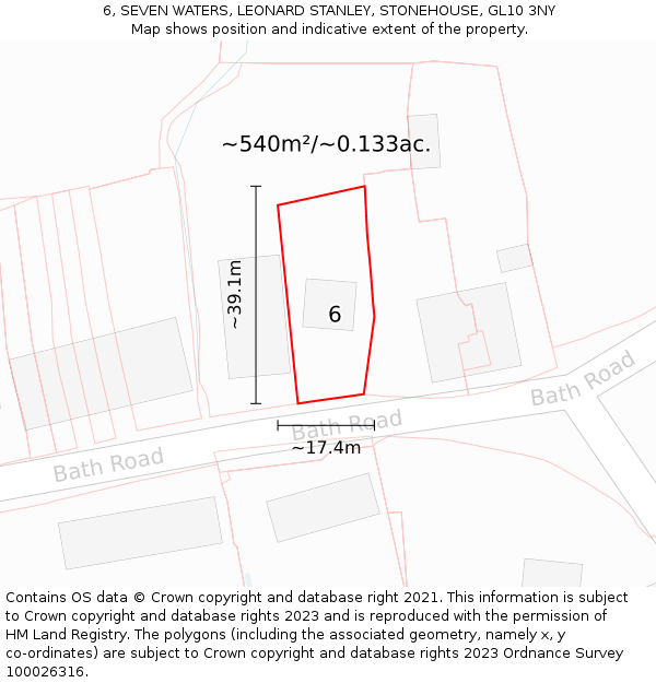 6, SEVEN WATERS, LEONARD STANLEY, STONEHOUSE, GL10 3NY: Plot and title map