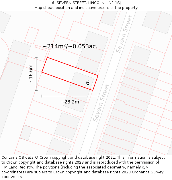 6, SEVERN STREET, LINCOLN, LN1 1SJ: Plot and title map