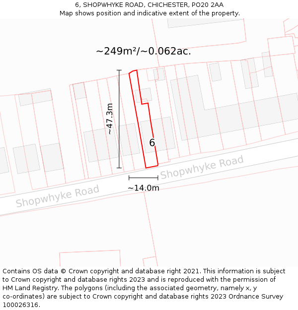 6, SHOPWHYKE ROAD, CHICHESTER, PO20 2AA: Plot and title map