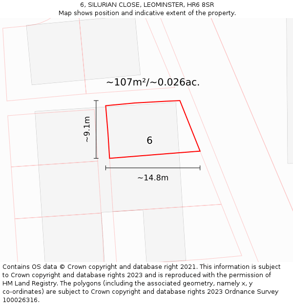 6, SILURIAN CLOSE, LEOMINSTER, HR6 8SR: Plot and title map