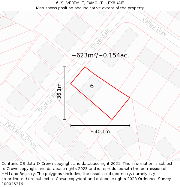 6, SILVERDALE, EXMOUTH, EX8 4NB: Plot and title map