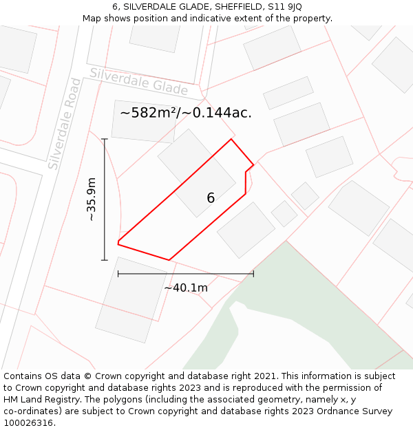 6, SILVERDALE GLADE, SHEFFIELD, S11 9JQ: Plot and title map