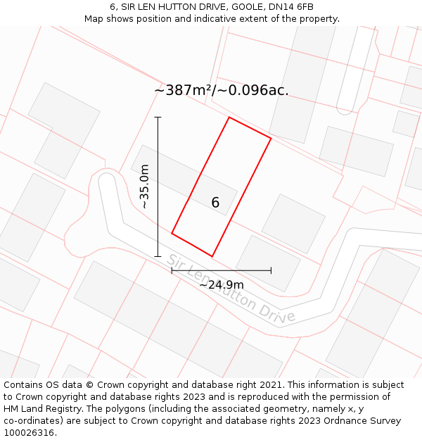 6, SIR LEN HUTTON DRIVE, GOOLE, DN14 6FB: Plot and title map