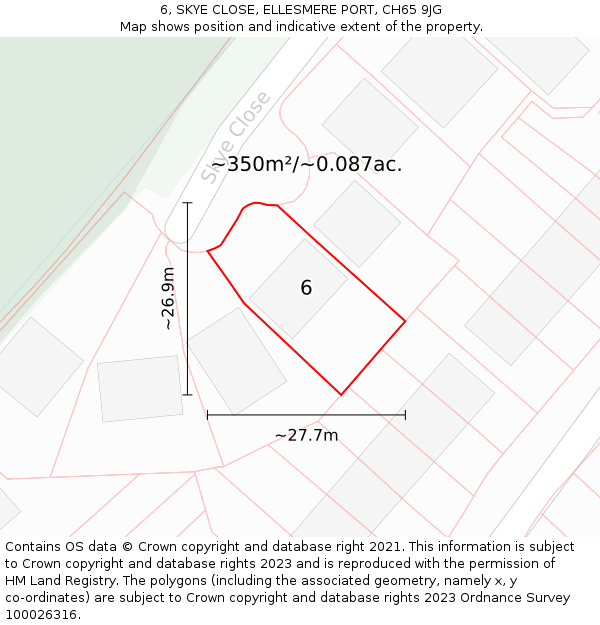 6, SKYE CLOSE, ELLESMERE PORT, CH65 9JG: Plot and title map