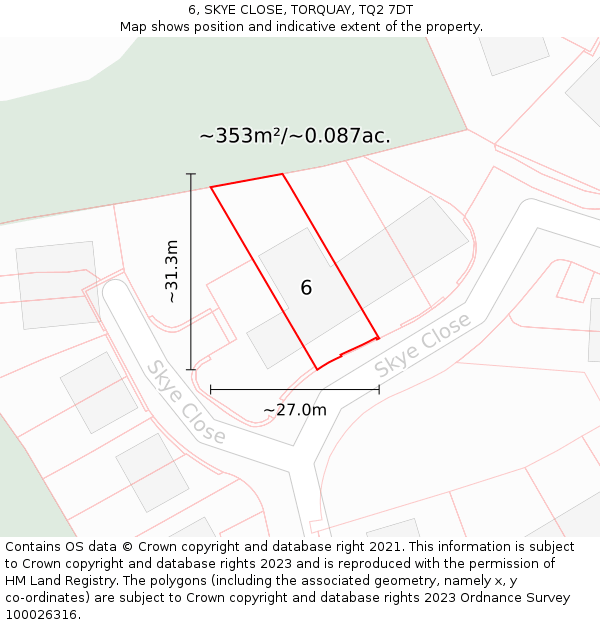 6, SKYE CLOSE, TORQUAY, TQ2 7DT: Plot and title map