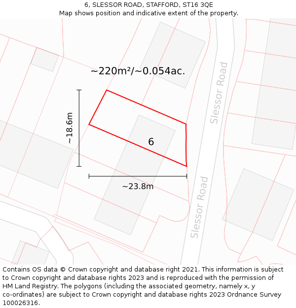 6, SLESSOR ROAD, STAFFORD, ST16 3QE: Plot and title map