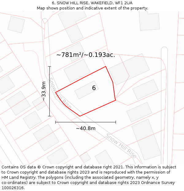 6, SNOW HILL RISE, WAKEFIELD, WF1 2UA: Plot and title map