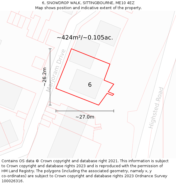 6, SNOWDROP WALK, SITTINGBOURNE, ME10 4EZ: Plot and title map