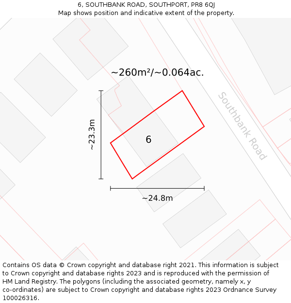 6, SOUTHBANK ROAD, SOUTHPORT, PR8 6QJ: Plot and title map