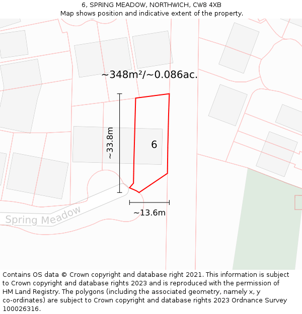 6, SPRING MEADOW, NORTHWICH, CW8 4XB: Plot and title map