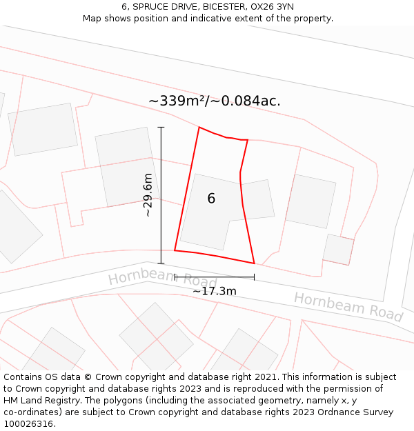 6, SPRUCE DRIVE, BICESTER, OX26 3YN: Plot and title map