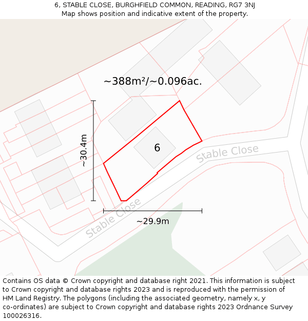 6, STABLE CLOSE, BURGHFIELD COMMON, READING, RG7 3NJ: Plot and title map