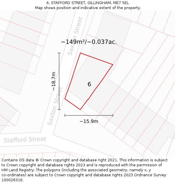 6, STAFFORD STREET, GILLINGHAM, ME7 5EL: Plot and title map