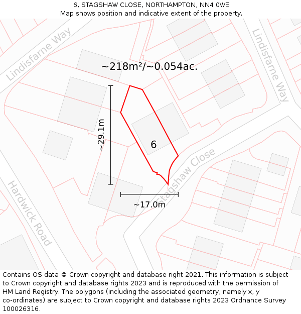 6, STAGSHAW CLOSE, NORTHAMPTON, NN4 0WE: Plot and title map
