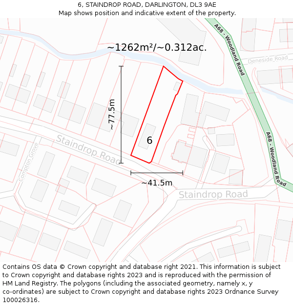 6, STAINDROP ROAD, DARLINGTON, DL3 9AE: Plot and title map