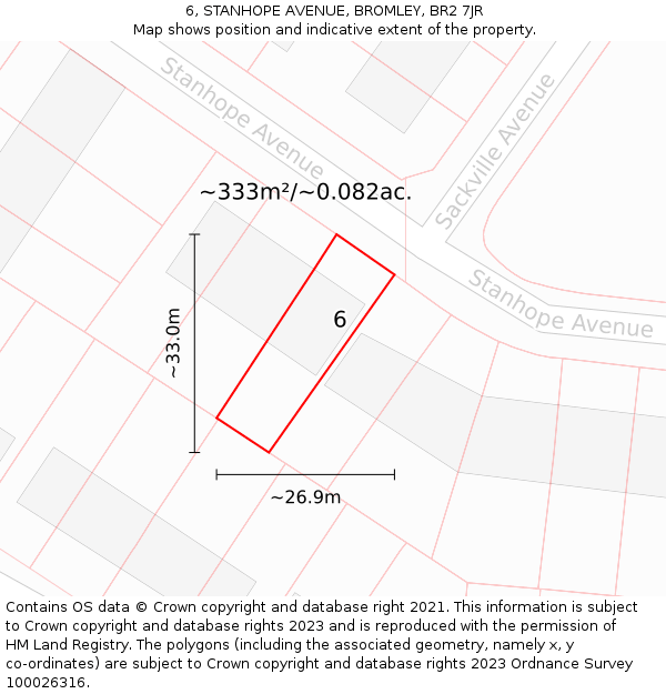 6, STANHOPE AVENUE, BROMLEY, BR2 7JR: Plot and title map