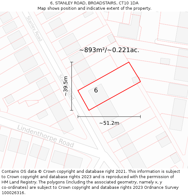 6, STANLEY ROAD, BROADSTAIRS, CT10 1DA: Plot and title map