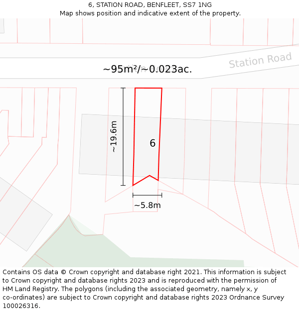 6, STATION ROAD, BENFLEET, SS7 1NG: Plot and title map