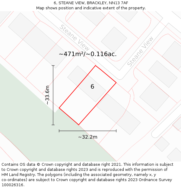 6, STEANE VIEW, BRACKLEY, NN13 7AF: Plot and title map