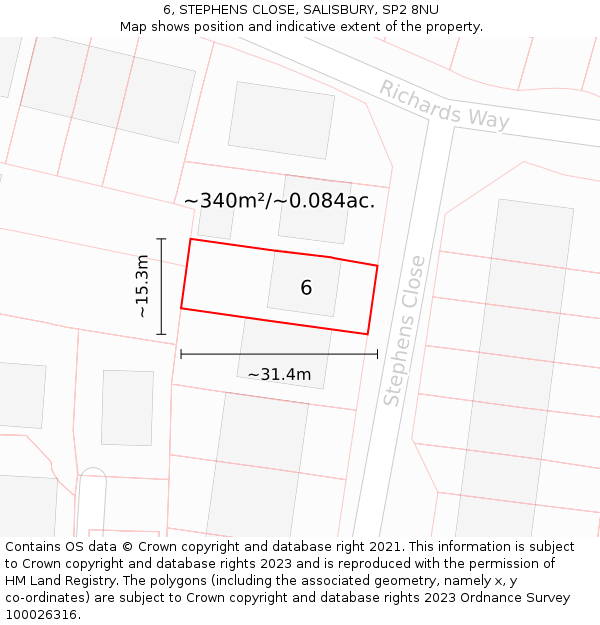 6, STEPHENS CLOSE, SALISBURY, SP2 8NU: Plot and title map