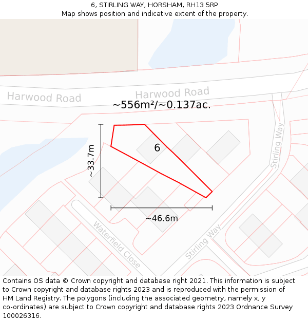 6, STIRLING WAY, HORSHAM, RH13 5RP: Plot and title map