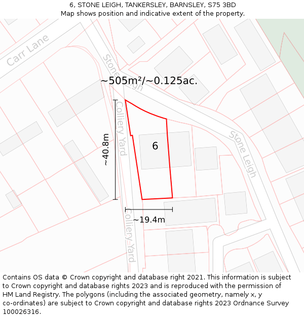 6, STONE LEIGH, TANKERSLEY, BARNSLEY, S75 3BD: Plot and title map