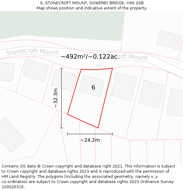 6, STONECROFT MOUNT, SOWERBY BRIDGE, HX6 2SB: Plot and title map