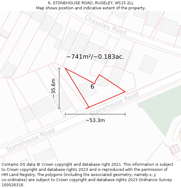 6, STONEHOUSE ROAD, RUGELEY, WS15 2LL: Plot and title map