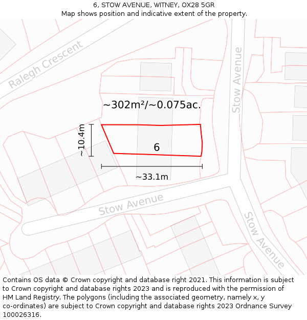 6, STOW AVENUE, WITNEY, OX28 5GR: Plot and title map