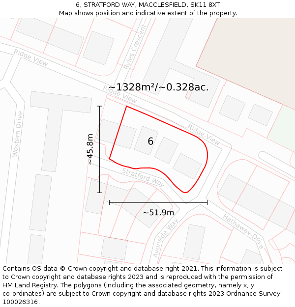 6, STRATFORD WAY, MACCLESFIELD, SK11 8XT: Plot and title map