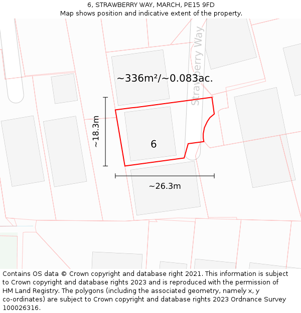 6, STRAWBERRY WAY, MARCH, PE15 9FD: Plot and title map