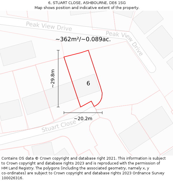 6, STUART CLOSE, ASHBOURNE, DE6 1SG: Plot and title map