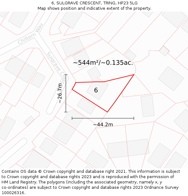 6, SULGRAVE CRESCENT, TRING, HP23 5LG: Plot and title map