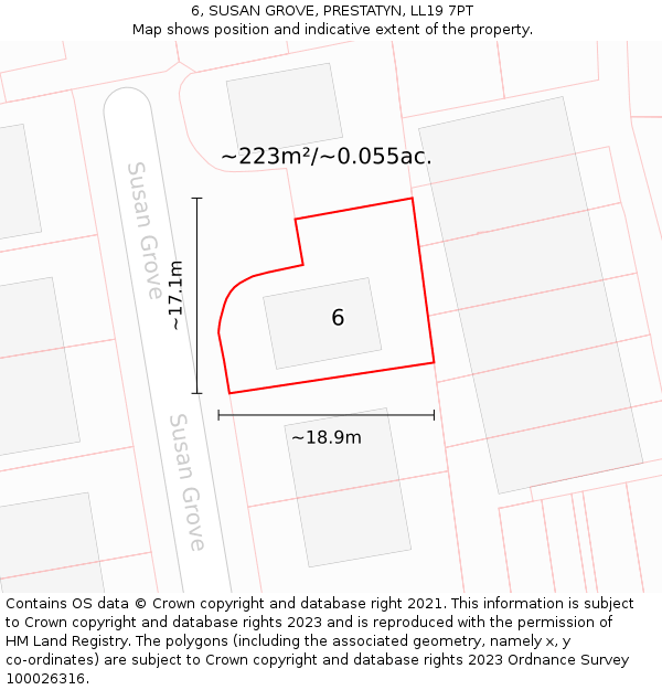 6, SUSAN GROVE, PRESTATYN, LL19 7PT: Plot and title map