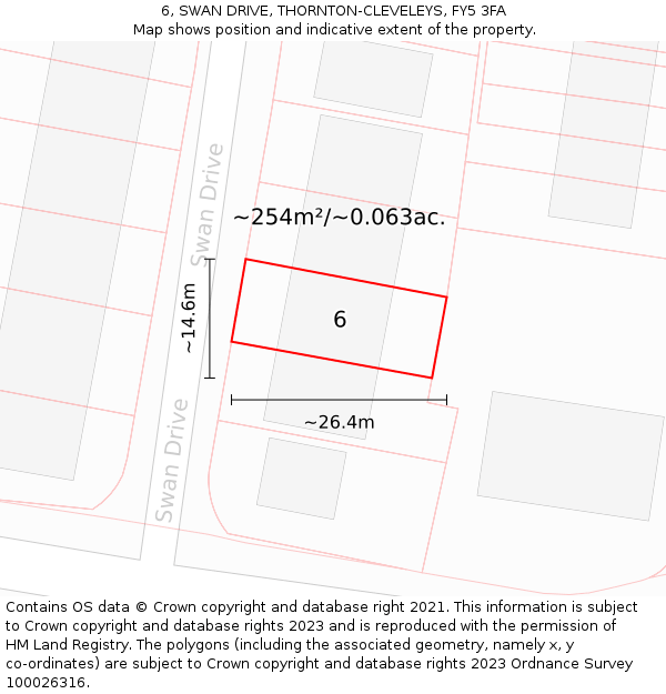 6, SWAN DRIVE, THORNTON-CLEVELEYS, FY5 3FA: Plot and title map