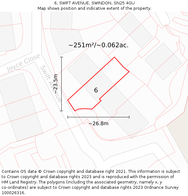 6, SWIFT AVENUE, SWINDON, SN25 4GU: Plot and title map