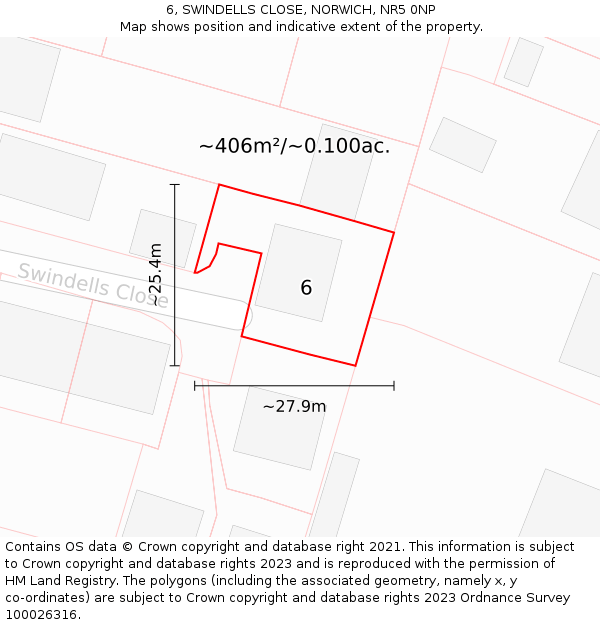 6, SWINDELLS CLOSE, NORWICH, NR5 0NP: Plot and title map