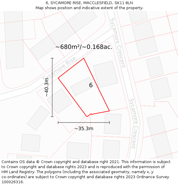 6, SYCAMORE RISE, MACCLESFIELD, SK11 8LN: Plot and title map