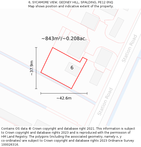 6, SYCAMORE VIEW, GEDNEY HILL, SPALDING, PE12 0NQ: Plot and title map