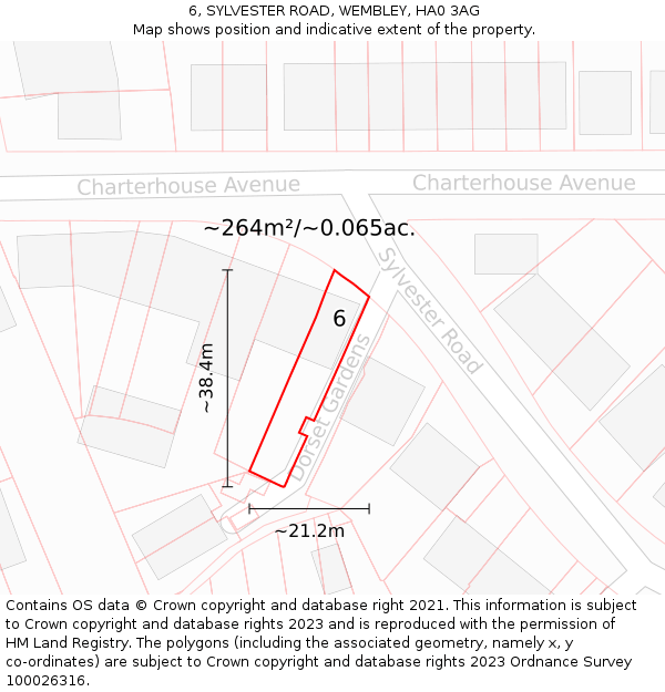 6, SYLVESTER ROAD, WEMBLEY, HA0 3AG: Plot and title map