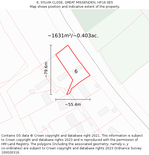 6, SYLVIA CLOSE, GREAT MISSENDEN, HP16 0ES: Plot and title map