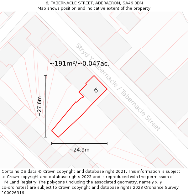 6, TABERNACLE STREET, ABERAERON, SA46 0BN: Plot and title map