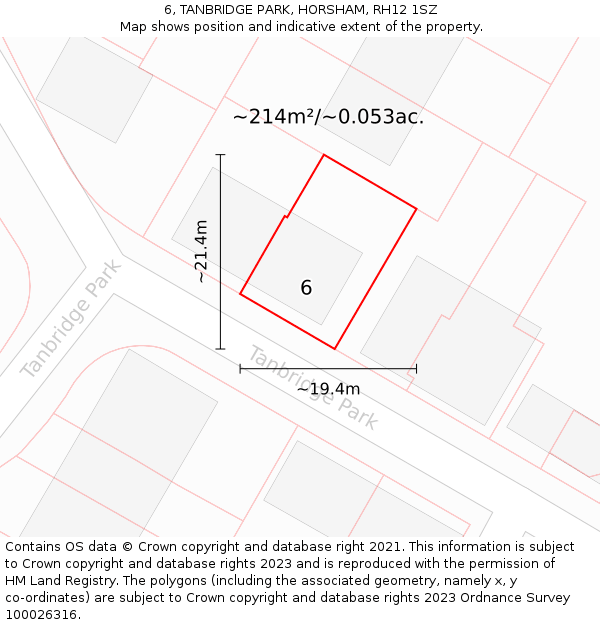 6, TANBRIDGE PARK, HORSHAM, RH12 1SZ: Plot and title map