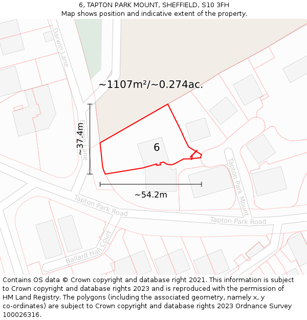 6, TAPTON PARK MOUNT, SHEFFIELD, S10 3FH: Plot and title map