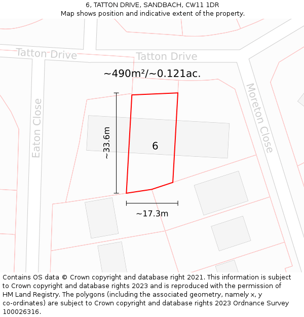 6, TATTON DRIVE, SANDBACH, CW11 1DR: Plot and title map