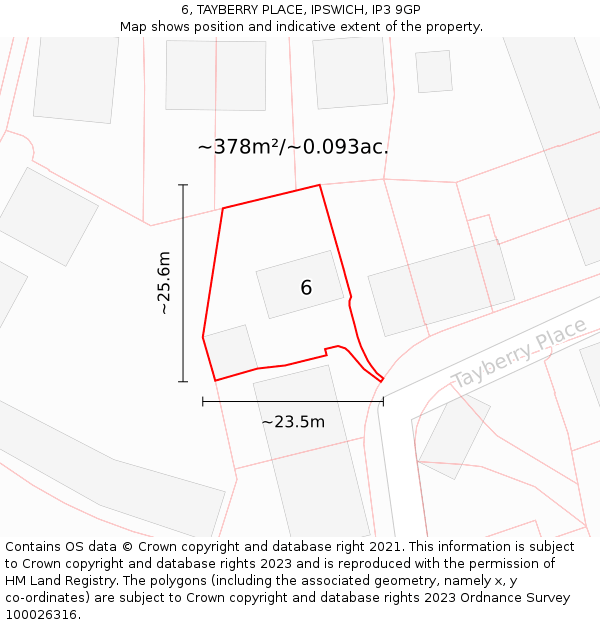 6, TAYBERRY PLACE, IPSWICH, IP3 9GP: Plot and title map