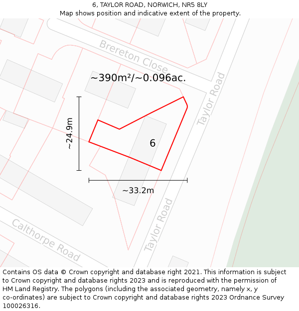 6, TAYLOR ROAD, NORWICH, NR5 8LY: Plot and title map