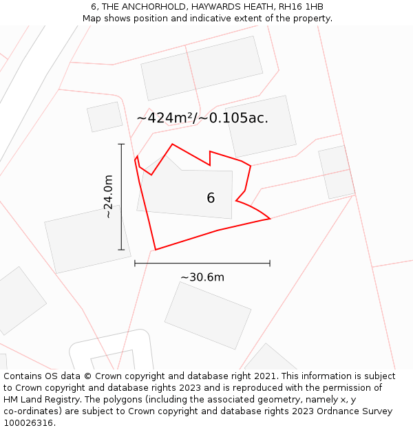 6, THE ANCHORHOLD, HAYWARDS HEATH, RH16 1HB: Plot and title map